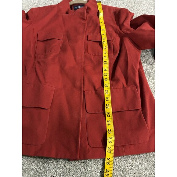 Jones New York Signature Woman Red Utility Blazer 14W Cotton Gold Buttons - Picture 6 of 7